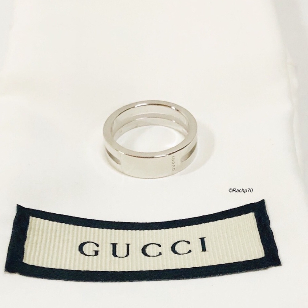 New Authentic GUCCI Trademark Ring w/ Cut Out Band - Picture 5 of 8